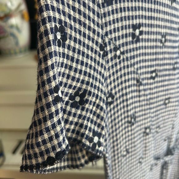 Vintage Studio London Blue and White Boho Floral Checkered Maxi Dress M - Picture 13 of 16